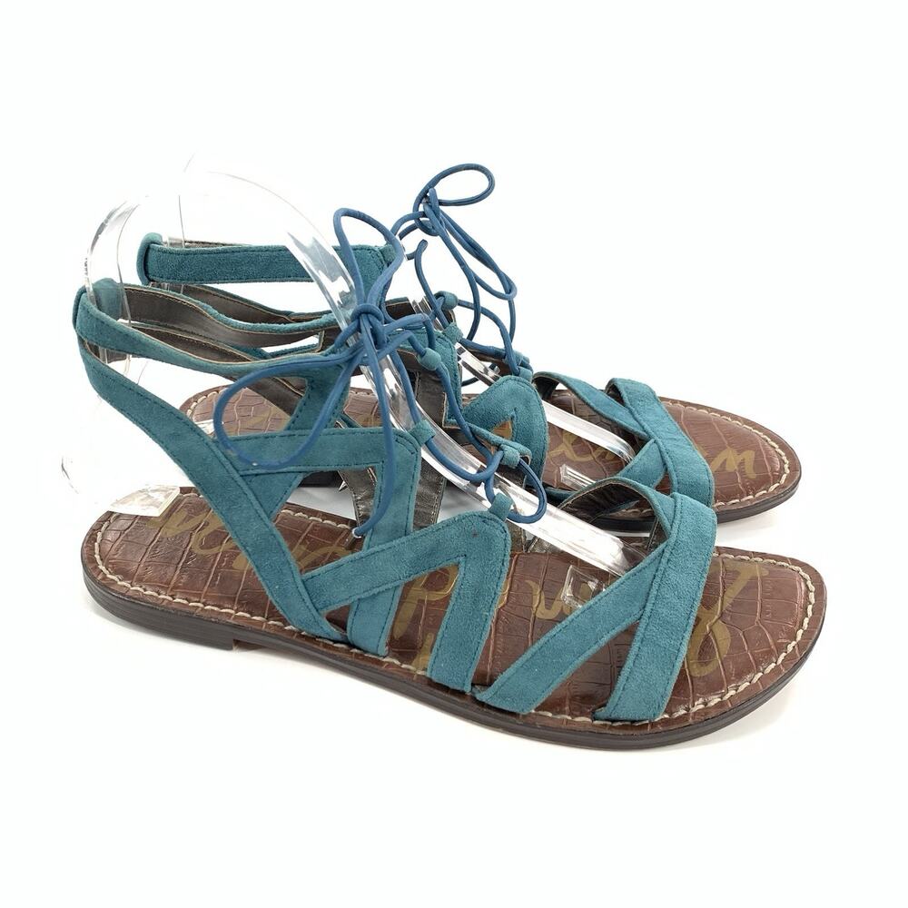 Sam Edelman Gemma Leather Gladitor Sandals Size 8 M Womens Bright Blue Summer